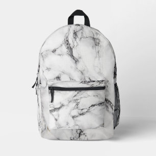 Sac À Dos Imprimé Noir Et Blanc Marbré