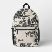 Sac À Dos Imprimé Noir et crème Motif Toile Français Personnalisé (Recto)