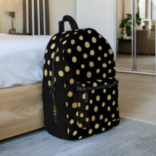 Sac À Dos Imprimé Noir et Or Personnalisé à pois