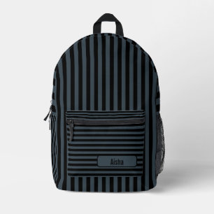 Sac À Dos Imprimé Noir gris charbon Vintage Nom rayé
