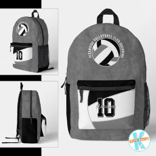 Sac À Dos Imprimé noir gris volley couleurs de l'équipe nom de l'équ