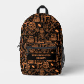 Sac À Dos Imprimé Noir moderne Architectural Blueprint Engineer (Recto)