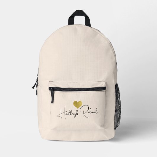 Sac À Dos Imprimé Nom Calligraphie Monogramme Cœur (Recto)