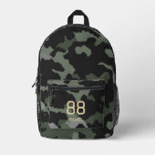 Sac À Dos Imprimé Nom de la caméra Numéro Retour à l'école Camouflag (Recto)