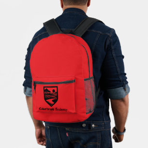 Sac À Dos Imprimé Nom de l'école personnalisée & Emblem Bright Red S
