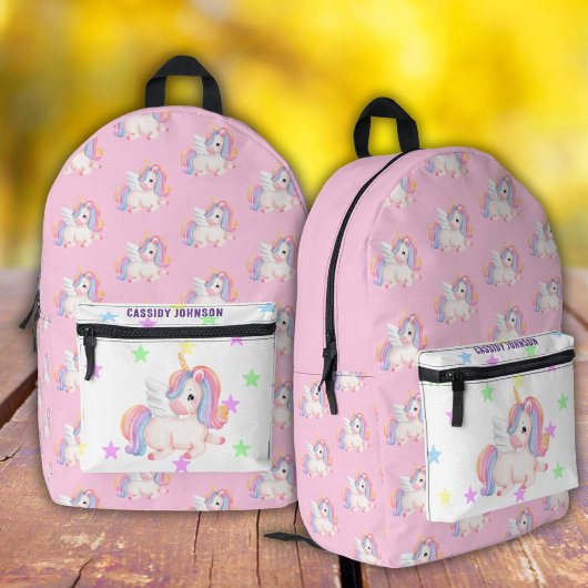 Sac À Dos Imprimé nom de licorne arc-en-ciel pastel