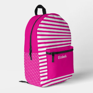 Sac À Dos Imprimé Nom de motif à pois et rayures rose et blanc