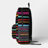 Sac À Dos Imprimé Nom de script de monogramme élégant à rayures noir (Droite)