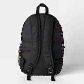 Sac À Dos Imprimé Nom de script de monogramme élégant à rayures noir (Verso)