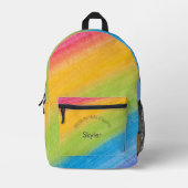 Sac À Dos Imprimé Nom d'enfant personnalisé Texte Arc-en-ciel bandes (Recto)
