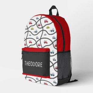 Sac À Dos Imprimé Nom du garçon personnalisé Thème de voiture Enfant