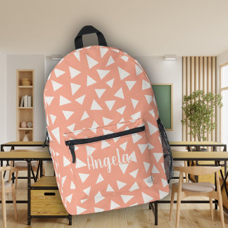 Sac À Dos Imprimé Nom du monogramme géométrique rose