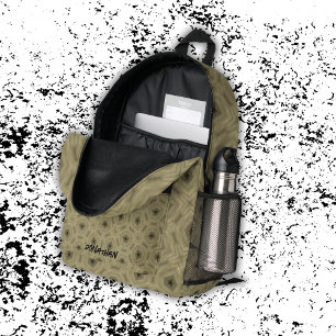 Sac À Dos Imprimé Nom du monogramme motif noir et beige