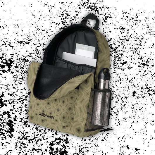 Sac À Dos Imprimé Nom du monogramme motif noir et beige |