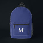 Sac À Dos Imprimé Nom du monogramme personnalisé bleu marine<br><div class="desc">Monogramme personnalisé bleu marine moderne Nom Sac à dos imprimé</div>