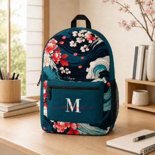 Sac À Dos Imprimé Nom du monogramme personnalisé Sakura japonais mod