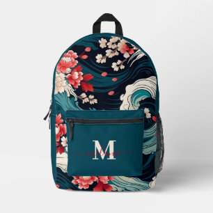 Sac À Dos Imprimé Nom du monogramme personnalisé Sakura japonais mod