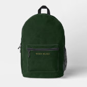 Sac À Dos Imprimé Nom du script en cuir vert foncé et or (Recto)