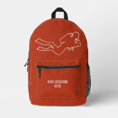 Sac À Dos Imprimé Nom et emplacement personnalisés Scuba Diver (Recto)