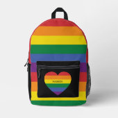 Sac À Dos Imprimé Nom et texte personnalisés Rainbow Pride (Recto)