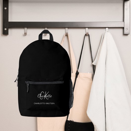 Sac À Dos Imprimé Nom initial du monogramme noir blanc