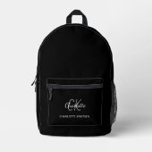 Sac À Dos Imprimé Nom initial du monogramme noir blanc (Recto)