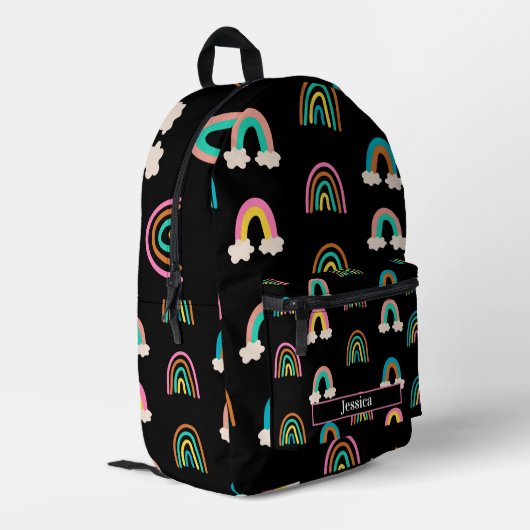 Sac À Dos Imprimé Nom moderne Rainbow Motif personnalisable (Coin arrière gauche)