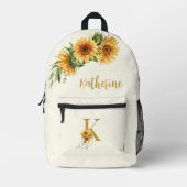 Sac À Dos Imprimé Nom monogramme floral mignon personnalisé (Recto)