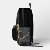 Sac À Dos Imprimé Nom Monogramme Moderne Noir & Or (Droite)