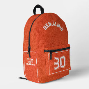 Sac À Dos Imprimé Nom orange texturé de basketball personnalisé