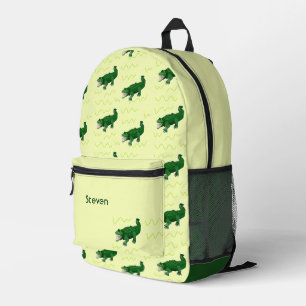 Sac À Dos Imprimé Nom personnalisé alligator vert sur jaune