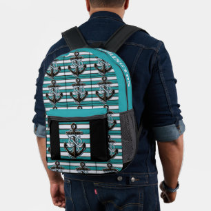 Sac À Dos Imprimé Nom personnalisé Ancre nautique