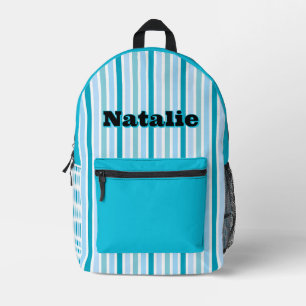 Sac À Dos Imprimé Nom personnalisé AQUA BLUE LINE STRIPES