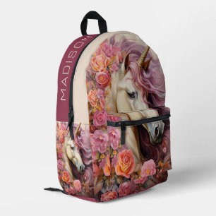 Sac À Dos Imprimé Nom personnalisé belle licorne
