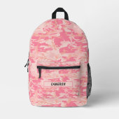 Sac À Dos Imprimé Nom personnalisé Camouflage rose clair (Recto)
