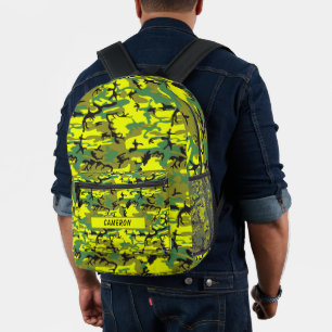 Sac À Dos Imprimé Nom personnalisé Camouflage vert jaune militaire