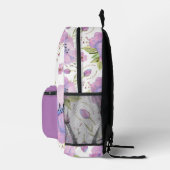 SAC À DOS IMPRIMÉ NOM PERSONNALISÉ CHIC VIOLET PURPLE FLORAL (Droite)