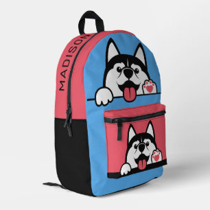 Sac À Dos Imprimé Nom personnalisé Cute Huskies