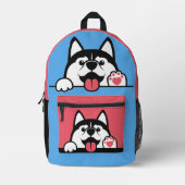 Sac À Dos Imprimé Nom personnalisé Cute Huskies (Recto)