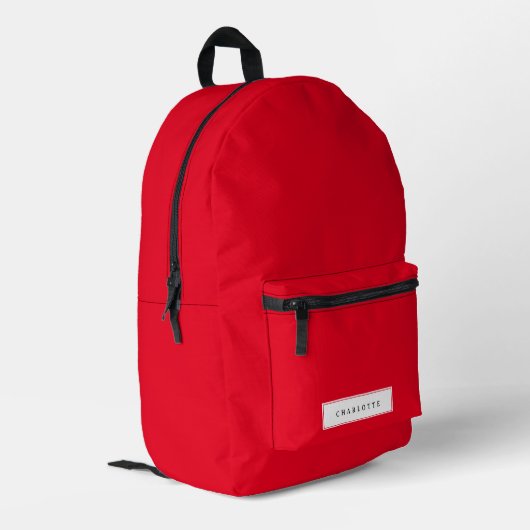 Sac À Dos Imprimé Nom personnalisé de couleur rouge uni minimal mode (Coin arrière gauche)
