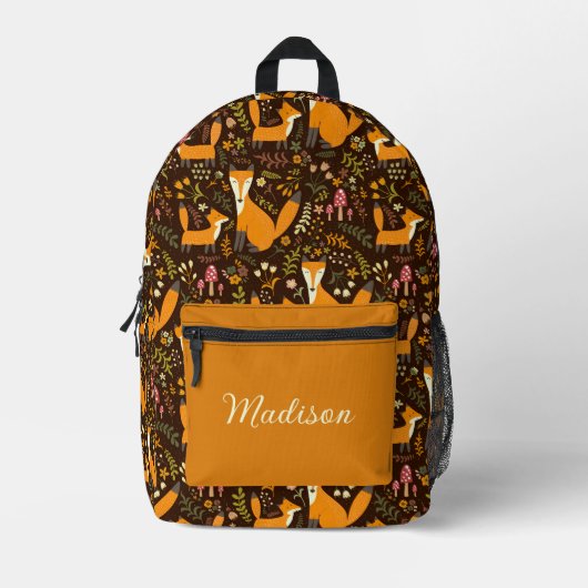 Sac À Dos Imprimé Nom personnalisé des renards mignons (Recto)