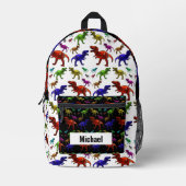 Sac À Dos Imprimé Nom personnalisé Dinosaur Boy's Rainbow Backpack (Recto)