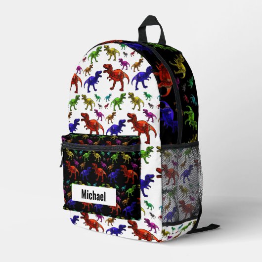 Sac À Dos Imprimé Nom personnalisé Dinosaur Boy's Rainbow Backpack (Coin arrière droit)