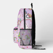 Sac À Dos Imprimé Nom personnalisé du Motif Unicorn mou violet (Droite)