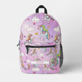 Sac À Dos Imprimé Nom personnalisé du Motif Unicorn mou violet (Recto)
