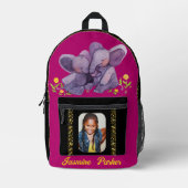 Sac À Dos Imprimé Nom personnalisé Elephant Parties scintillant Lefp (Recto)