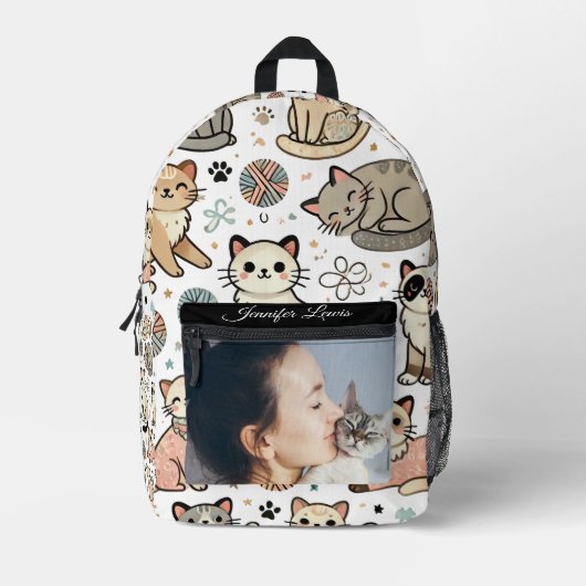 Sac À Dos Imprimé Nom personnalisé et Motif photo (Recto)