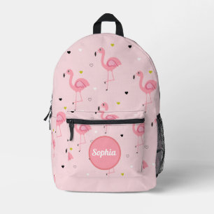 Sac À Dos Imprimé Nom personnalisé Flamant rose amour couleur rose