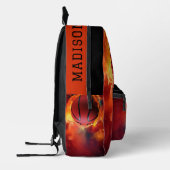 Sac À Dos Imprimé Nom personnalisé Flaming Basketball (Gauche)