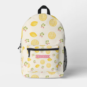 Sac À Dos Imprimé Nom personnalisé floral citron été sur mesure